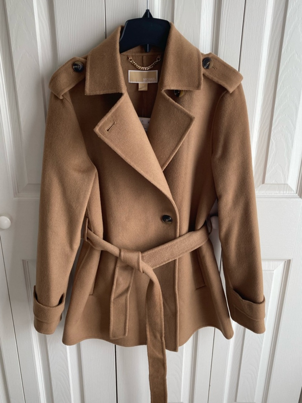 Michael Kors wool blend belted wrap coat